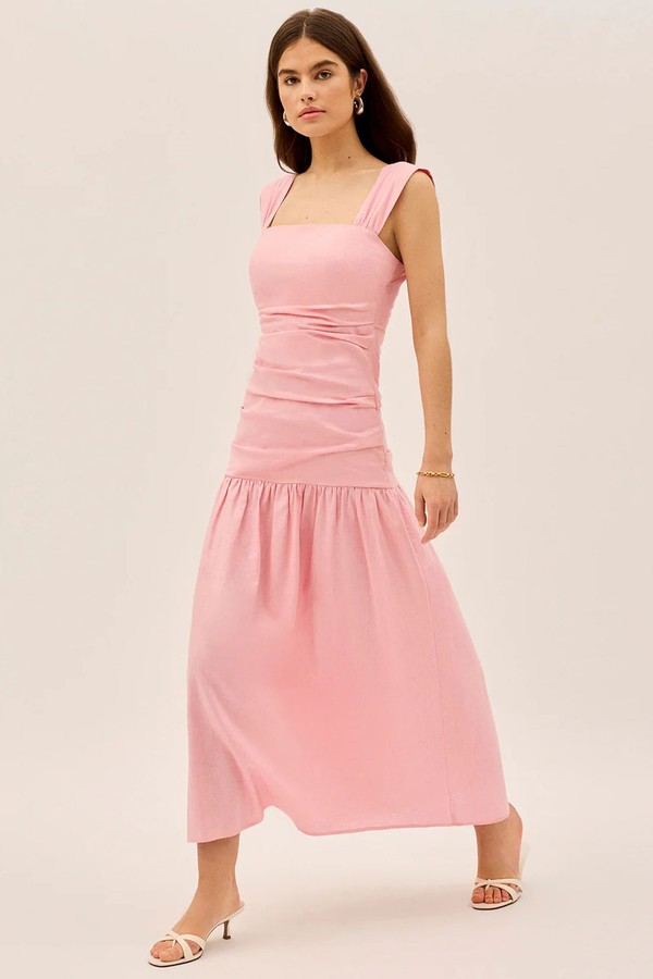 Reese Pink Cotton Linen Dress from KITRI