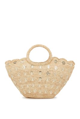 Sand Embellished Raffia Basket Bag from Paco Rabanne