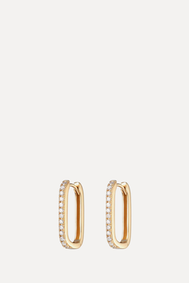 Oval Hoop Earrings With Clear Stones from Scream Pretty