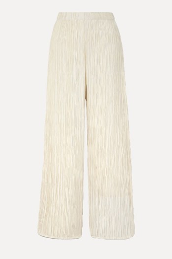 Plissé-Satin Wide-Leg Pants from Dima Ayad