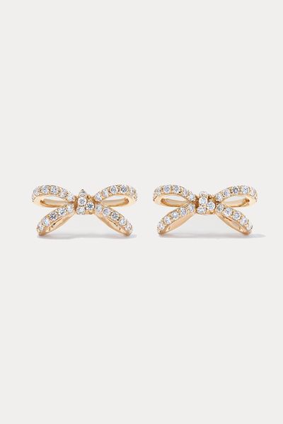 Small Bow 14-Karat Diamond Earrings from Sydney Evan 