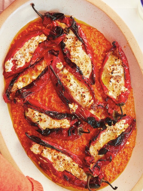 Chiles Rellenos With Salsa Roja Risotto