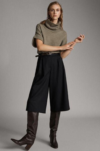 Black Wool Culottes from Massimo Dutti