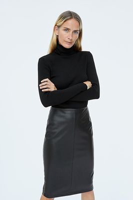 Faux Leather Skirt With Contrasting Topstitching from Zara