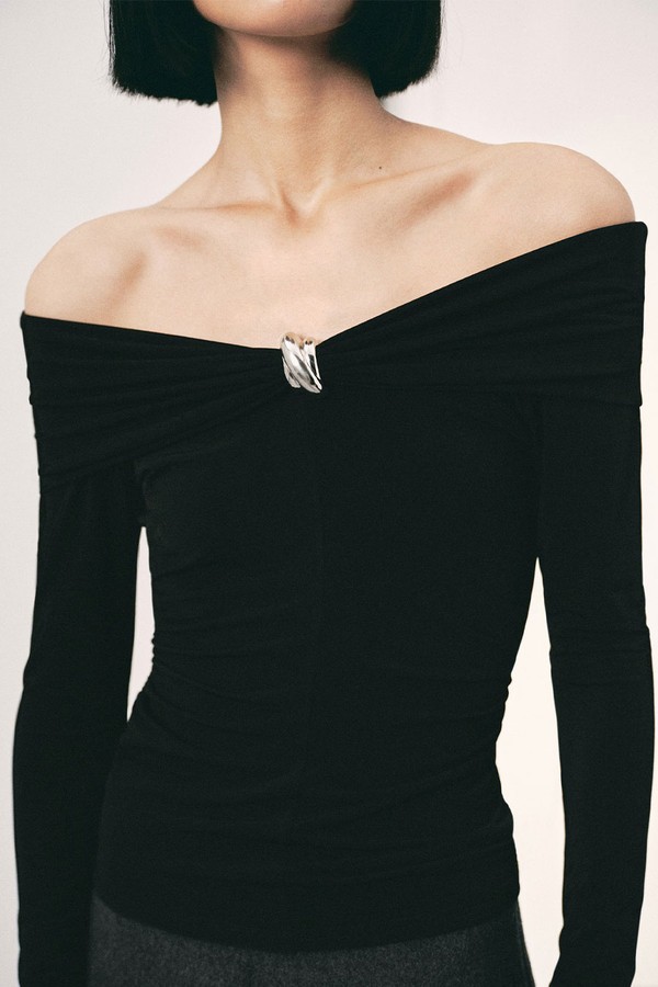 Strapless T-Shirt With Metallic Detail
