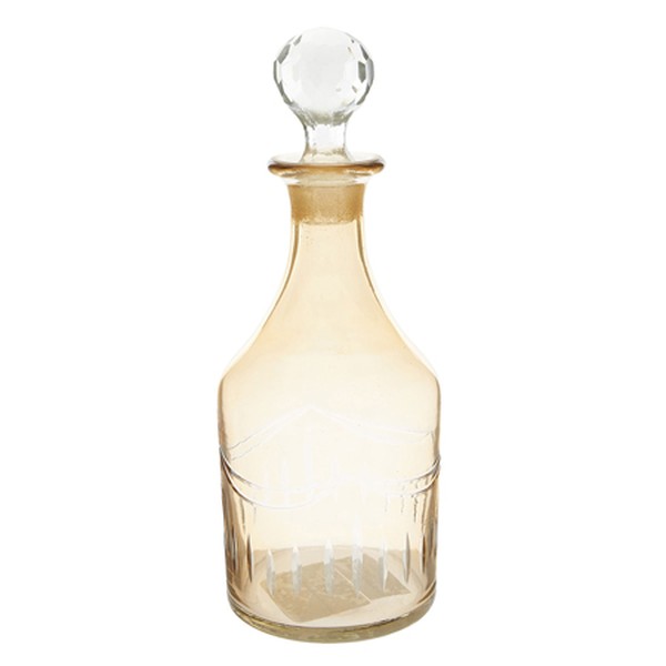 Gold Tone Hexagon Ball Lid Glass Bottle 24x9cm