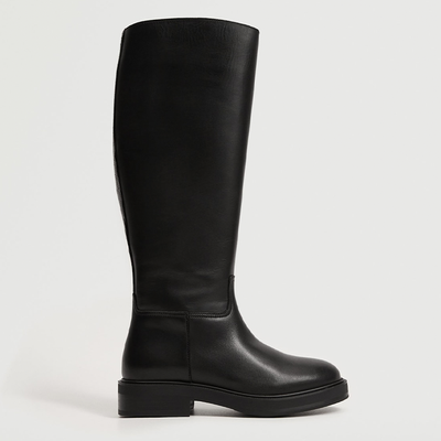 Leather Boots with Tall Leg Boots from Mango