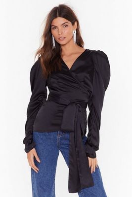 Tie It Out Satin Puff Sleeve Top
