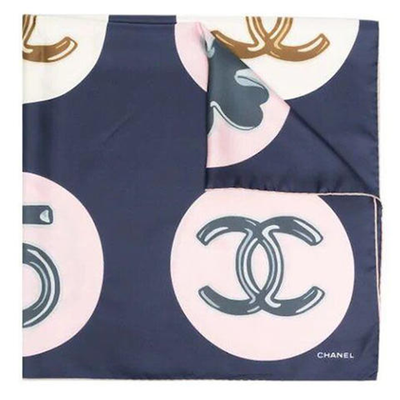 CC Circle Print Silk Scarf from Chanel