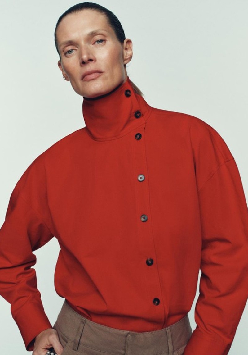 High Neck Wrap Shirt 