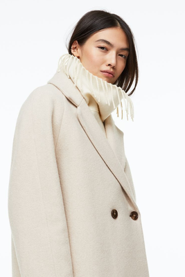 Fringe-Trimmed Polo-Neck Scarf from H&M