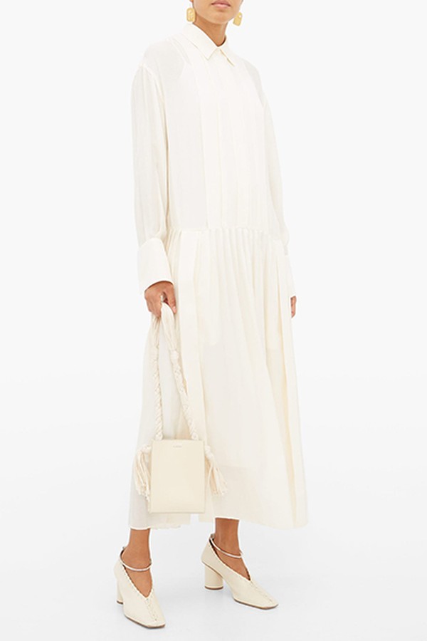 Cinna Drop-Waist Pleated Silk-Blend Dress from Joseph