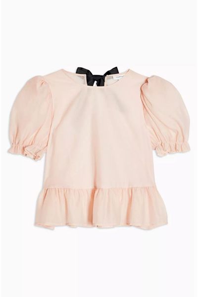 Sheer Bow Back Textured Blouse from Topshop