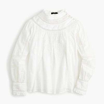 Mockneck Embroidered Long Sleeve Top from J Crew