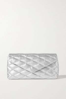 Sade Large Metallic Quilted Leather Clutch from Saint Laurent