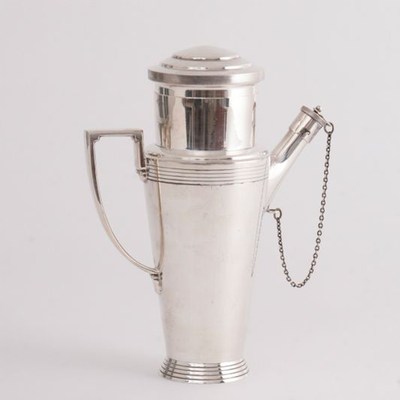 British Art Deco Silver Plate Cocktail Shaker  from Keith Murray