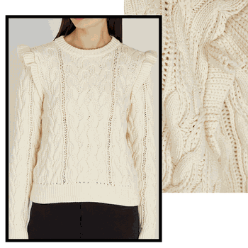 Sofia Cream Cable-Knit Cotton-Blend Jumper from Frame