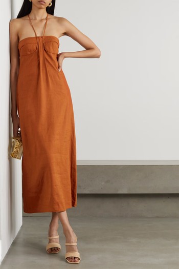 Breanna Open-Back Linen-Blend Maxi Dress