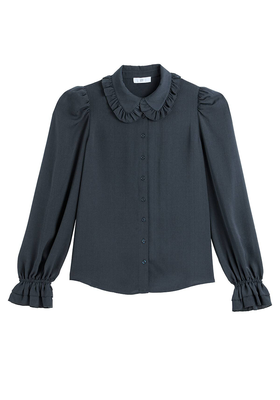 Puff Sleeve Shirt With Ruffled Peter Pan Collar from La Redoute