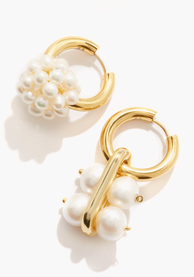 Mismatched Pearl & Gold-Plated Hoop Earrings from Timeless Pearly