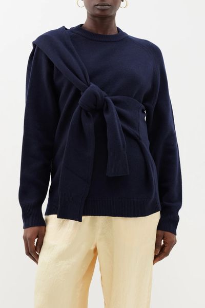 Tie-Sleeve Wool-Blend Sweater from Tibi