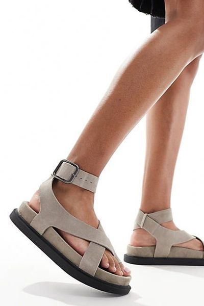 Suede Strappy Sandals With Toe Detail