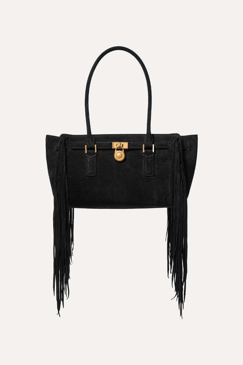 Hamilton Moderne Small Fringed Suede Satchel