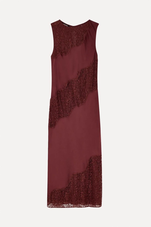  Lace Insert Midi Dress