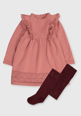 Pink Knitted Dress & Tights