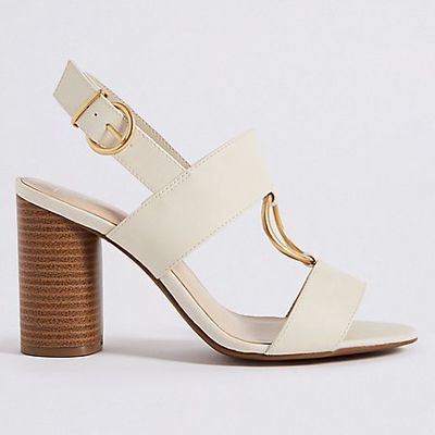 Wide Fit Block Heel Two Band Ring Sandals