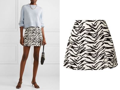 Cady Zebra-print Linen Mini Skirt from Reformation