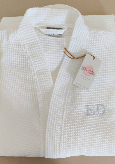 Personalised Unisex Waffle Cotton Bath Robe from Mimi & Thomas Cashmere & Gifts