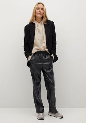 Leather-Effect Straight Trousers 