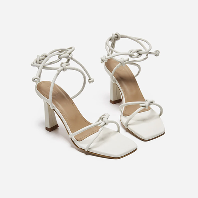 Rachel Leather Off White Sandals from Flattered