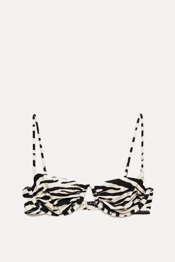 Zebra-Print Underwired Bikini Top from Mango