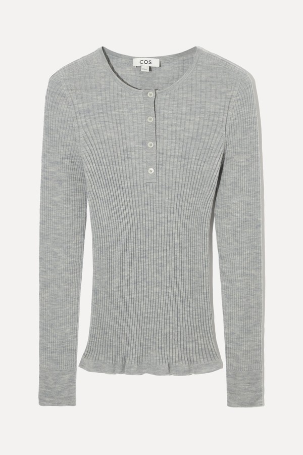 Regular-Fit Merino Wool Henley Top from COS