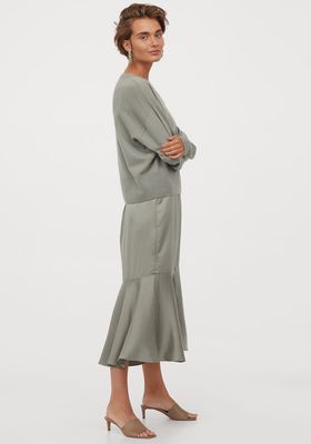 Calf-Length Silk Skirt