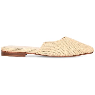 Vega Raffia & Leather Flats from Zyne