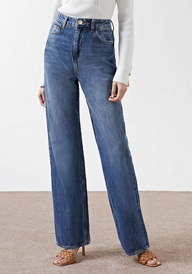 Blue High Waisted Dad Jean from River Island