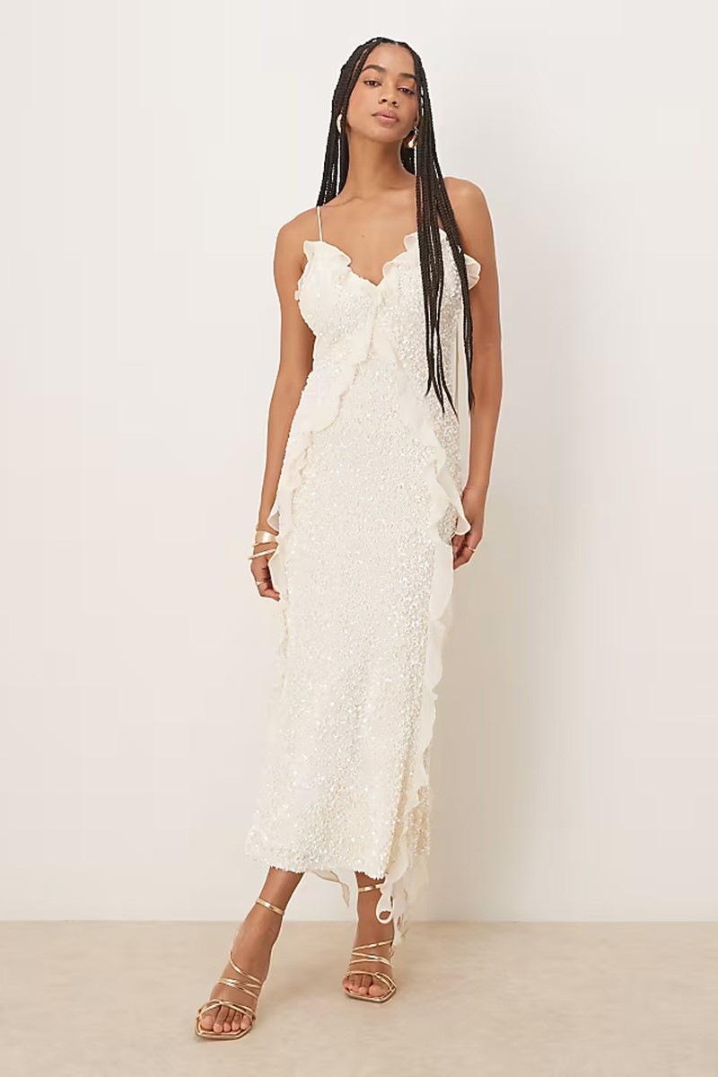 Marsella Ruffle Midi Dress from Bardot