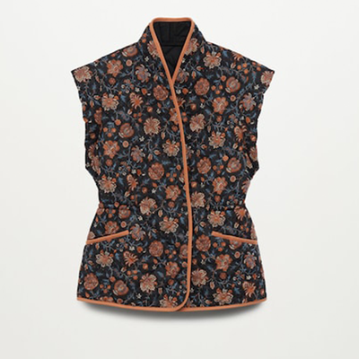 Printed Quilted Gilet  from Mango