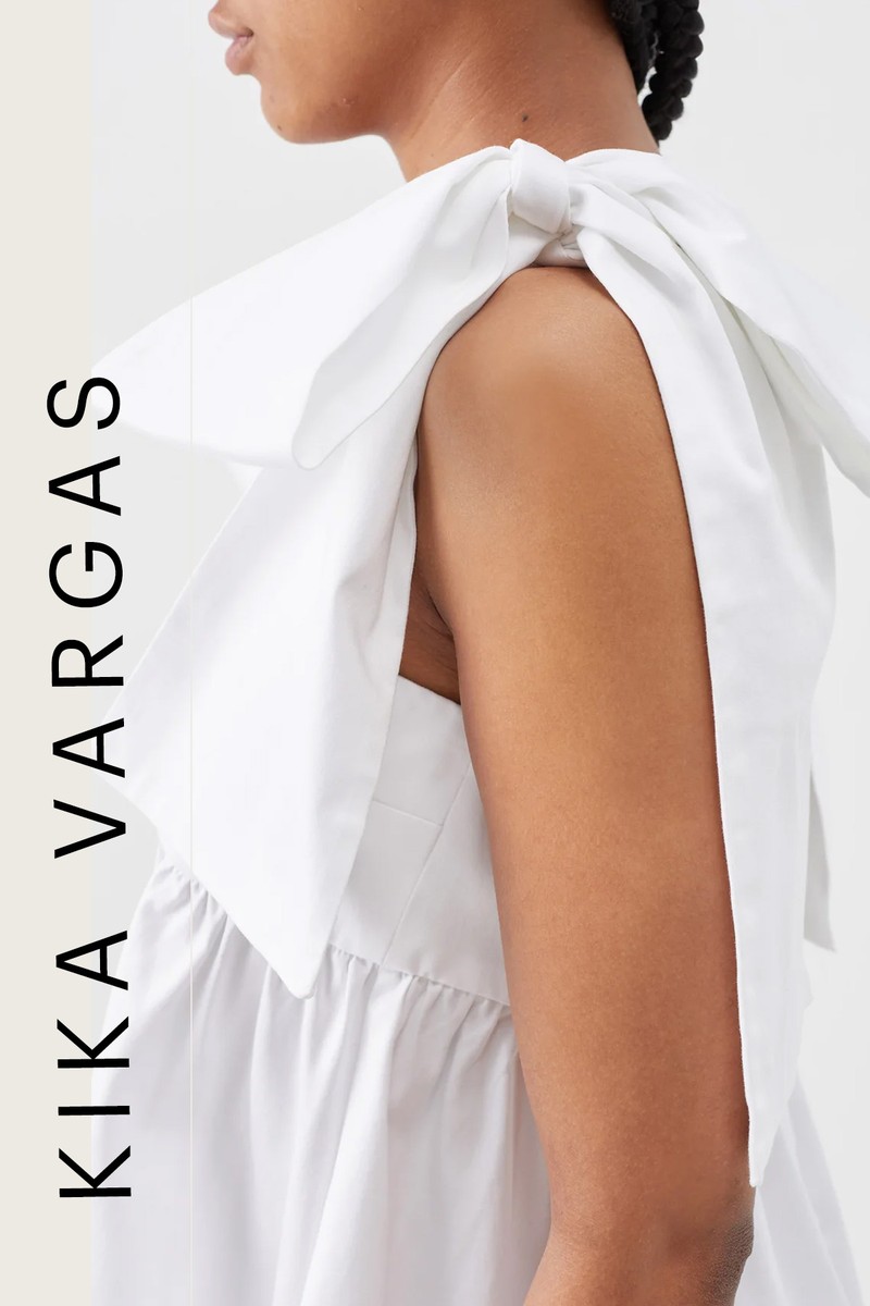 Hannah Tie-Shoulder Poplin Mini Dress from Kika Vargas