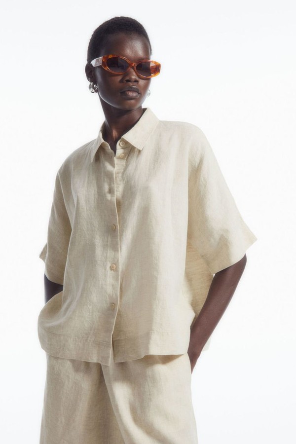 Short-Sleeved Linen Shirt