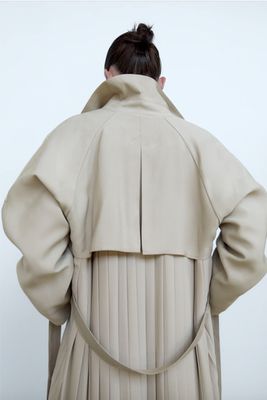 Trench Coat with Pleated Back