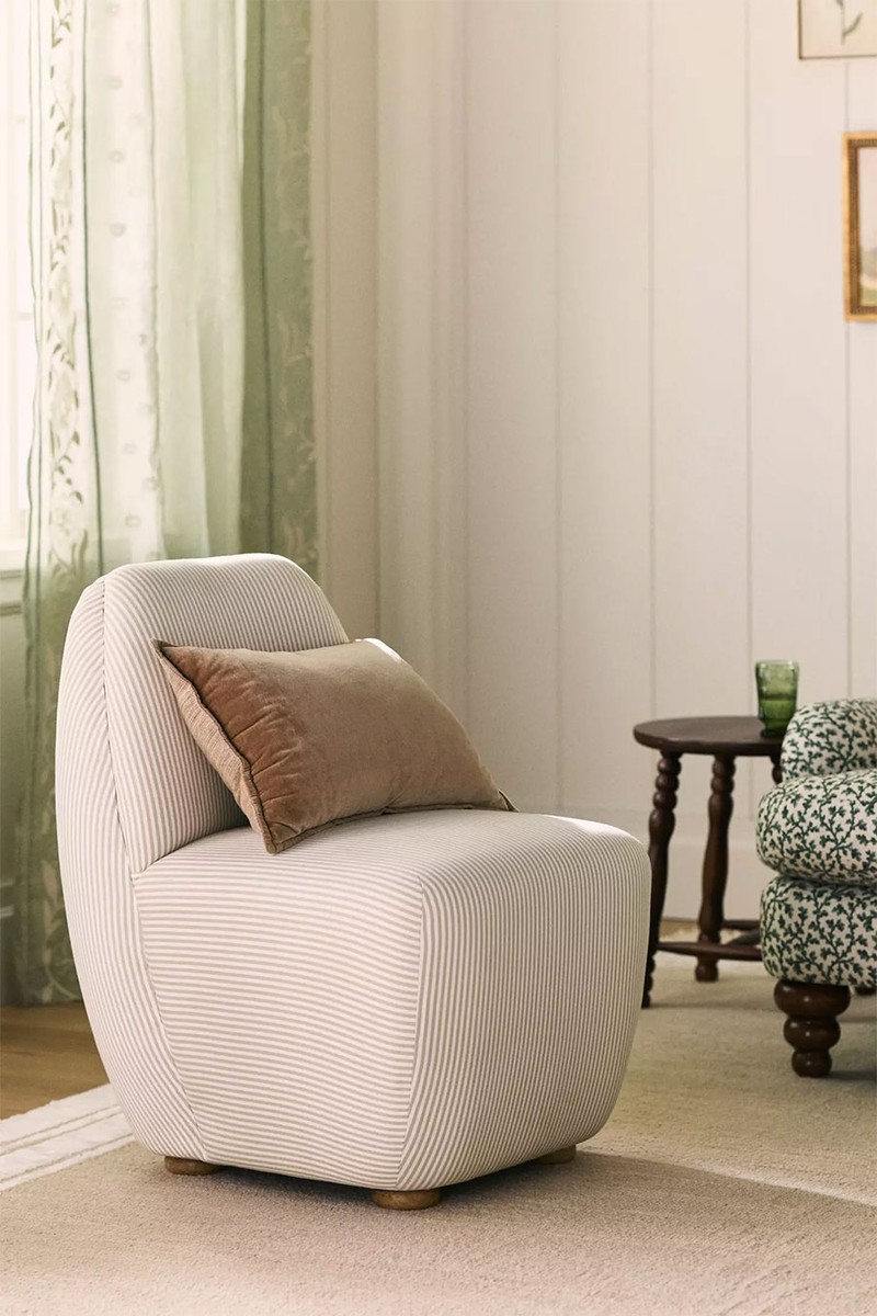 Amelia Stripe Cotton Slipper Chair