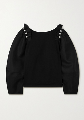Faux-Pearl Embellished Organic Cotton-Blend Sweatshirt from Mother Of Pearl