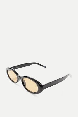 Bevel Oval Sunglasses In Black With Brown Lens from ASOS