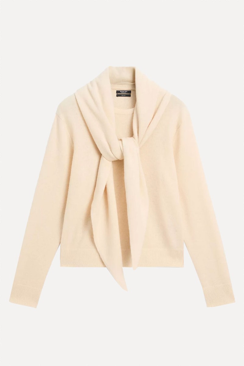 Knit Sweater With Scarf Detail from Massimo Dutti
