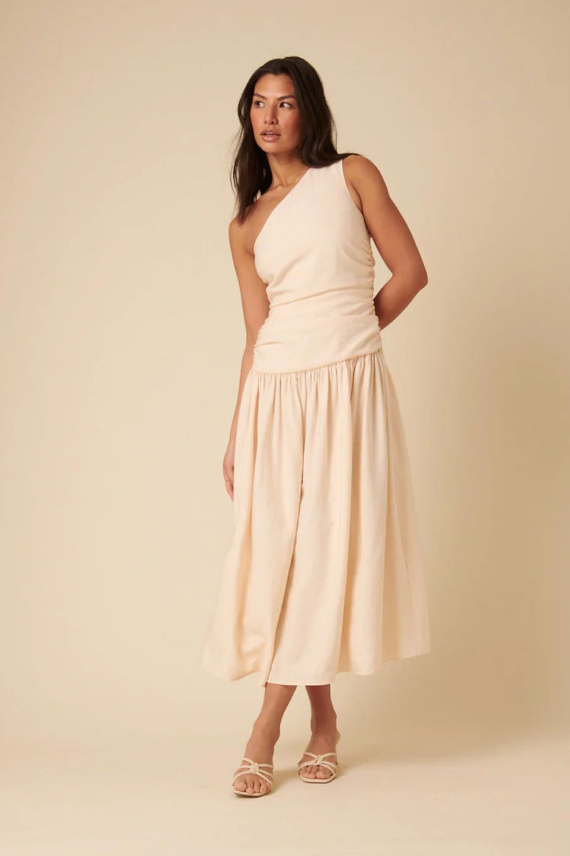 One Shoulder Drop Waist Trent Midi Dress from Nobody's Child