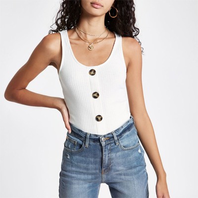 White Button Front Vest